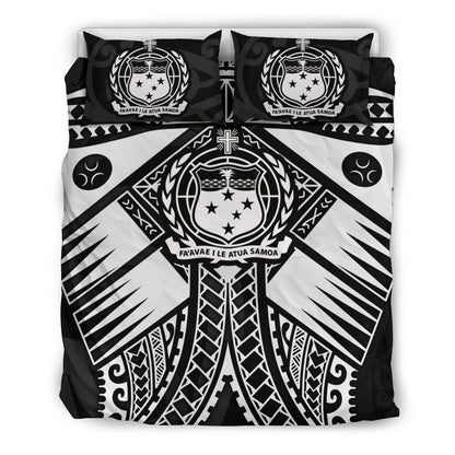 Samoa Polynesian Bedding Set - Samoa White Seal With Polynesian Tattoo