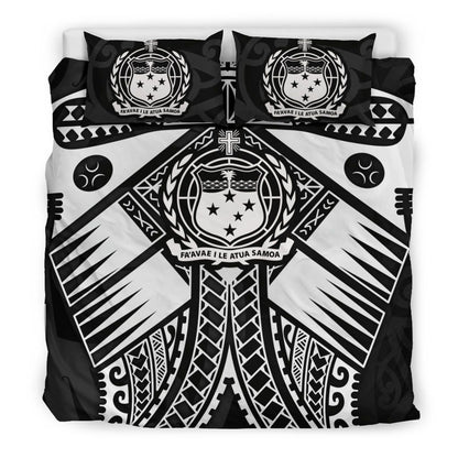 Samoa Polynesian Bedding Set - Samoa White Seal With Polynesian Tattoo