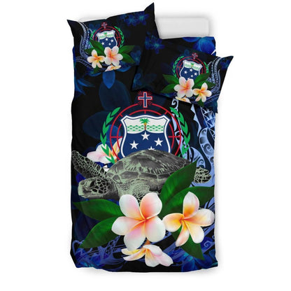 Samoa Polynesian Bedding Set - Turtle With Plumeria Flowers