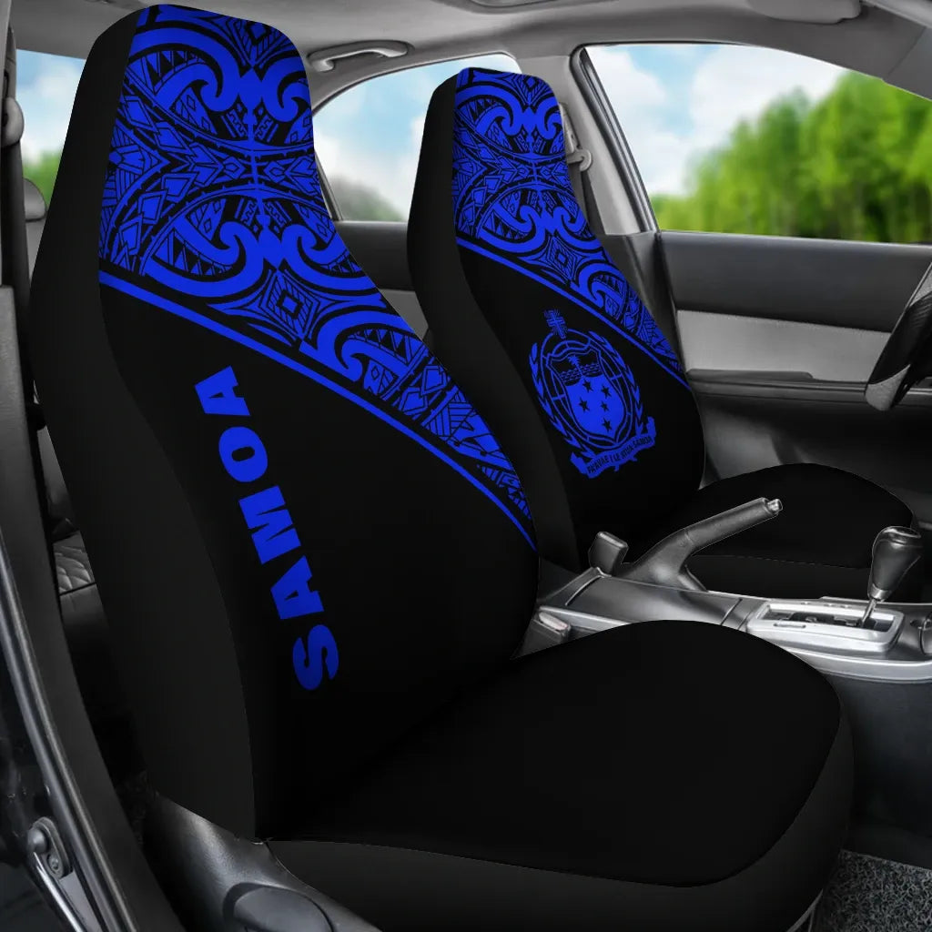 Samoa Car Seat Covers - Samoa Coat Of Arms Polynesian Blue Curve