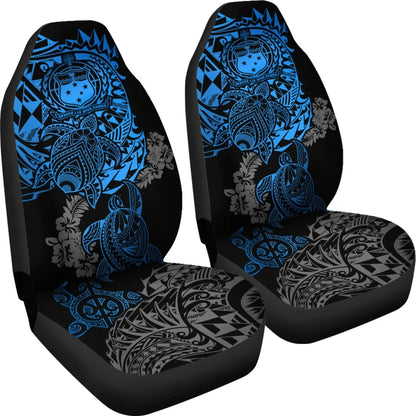 Samoa Polynesian Car Seat Covers - Blue Turtle Flowing