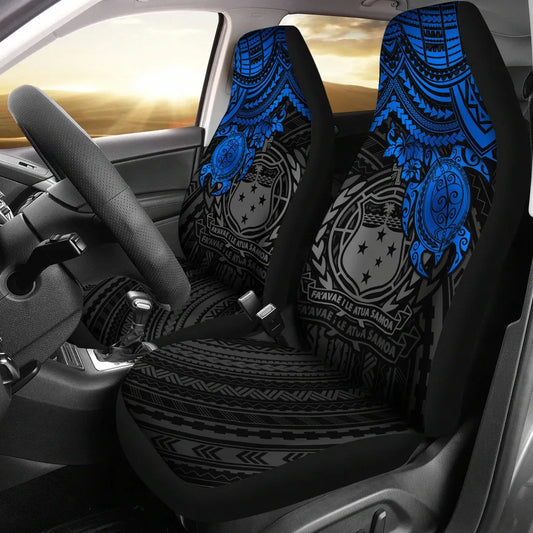 Samoa Car Seat Covers - Samoa Coat Of Arms Blue Turtle Hibiscus