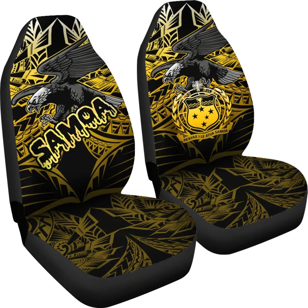 Samoa Polynesian Car Seat Covers - Eagle Tribal Pattern Yellow