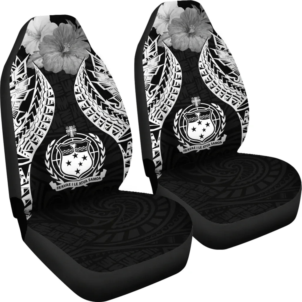 Samoa Polynesian Car Seat Covers Pride Seal And Hibiscus Black