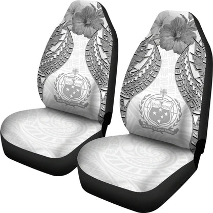 Samoa Polynesian Car Seat Covers Pride Seal And Hibiscus White