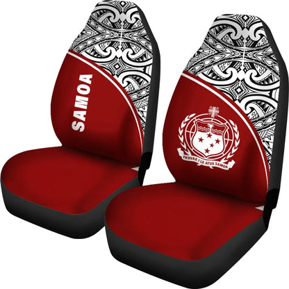 Samoa Car Seat Covers - Samoa Coat Of Arms Polynesian Red Curve