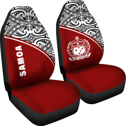 Samoa Car Seat Covers - Samoa Coat Of Arms Polynesian Red Curve