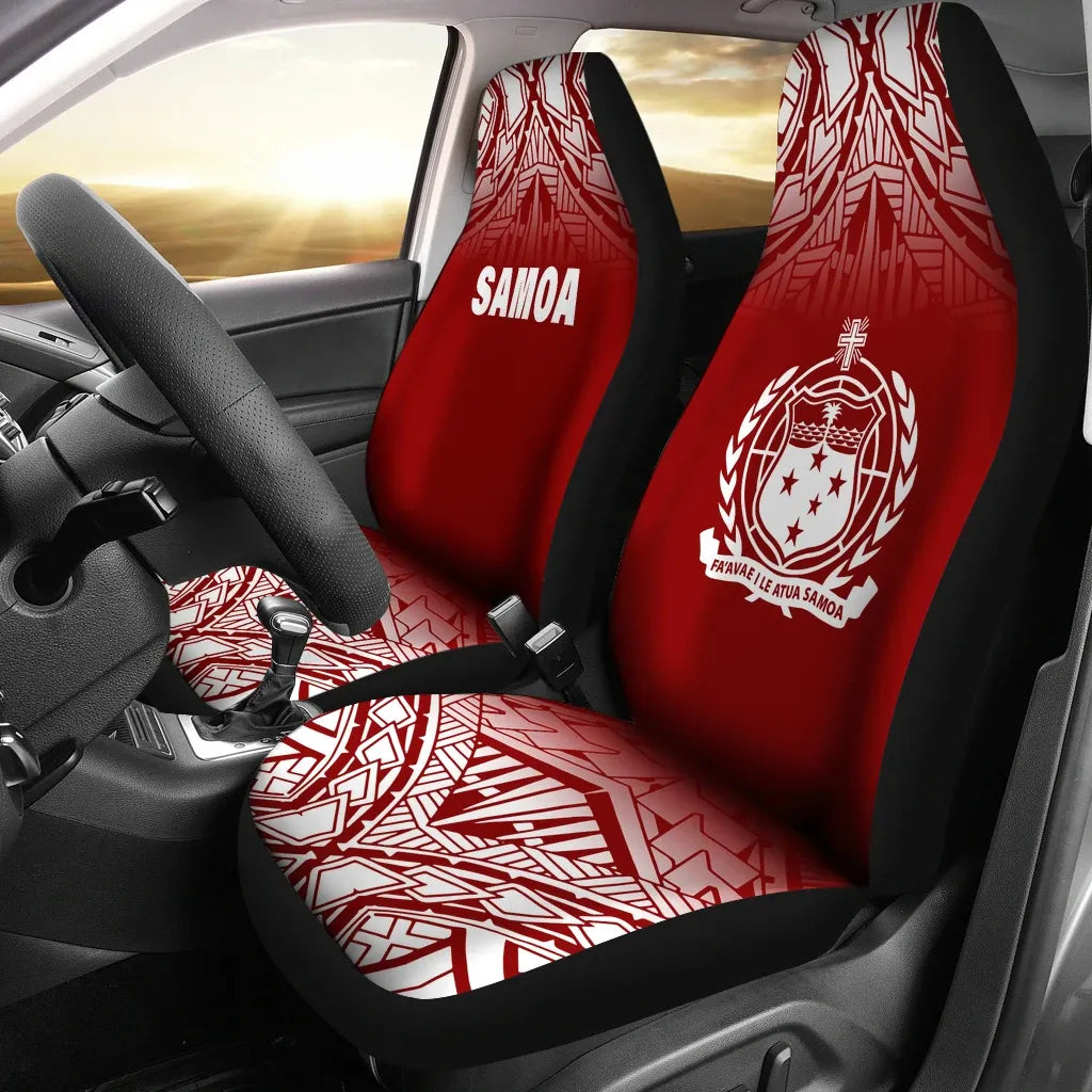 Samoa Car Seat Covers - Samoa Coat Of Arms Polynesian Tattoo Fog Red