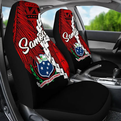 Samoa Polynesian Car Seat Covers - Tribal Wave Tattoo Flag Color