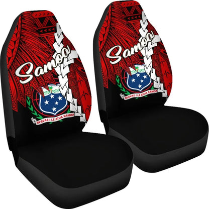 Samoa Polynesian Car Seat Covers - Tribal Wave Tattoo Flag Color