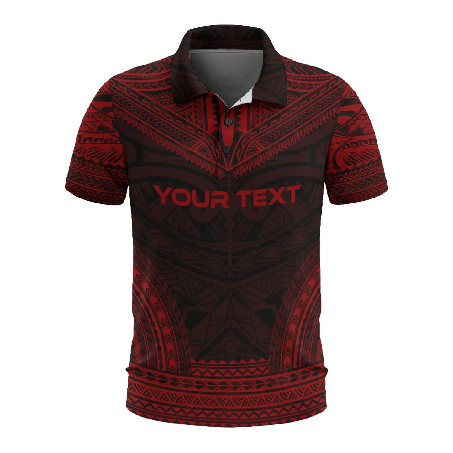 Samoa Custom Personalised Polo Shirt - Samoa Coat Of Arms Polynesian Chief Tattoo Red Version