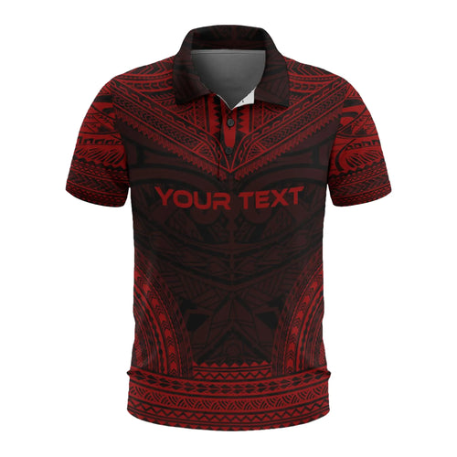 Samoa Custom Personalised Polo Shirt - Samoa Coat Of Arms Polynesian Chief Tattoo Red Version