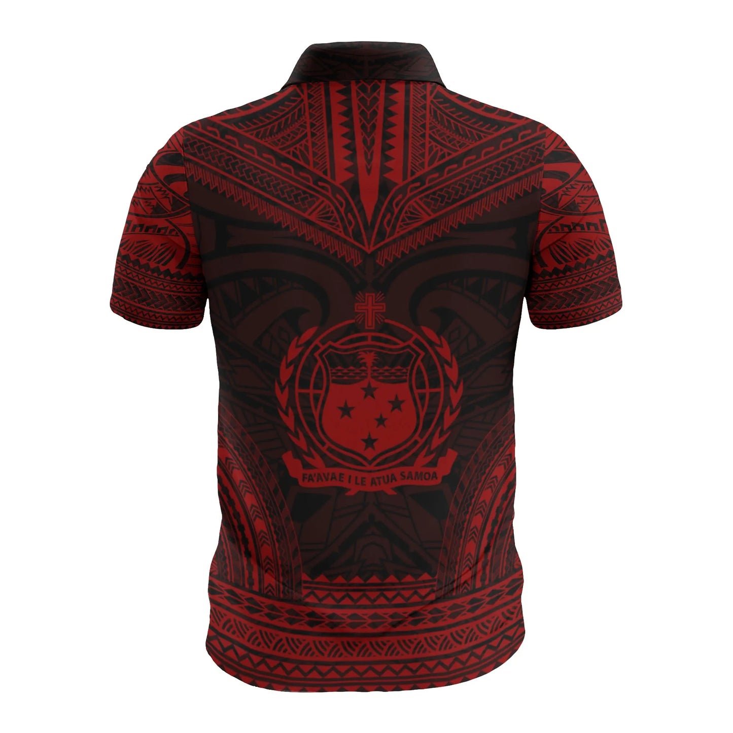 Samoa Custom Personalised Polo Shirt - Samoa Coat Of Arms Polynesian Chief Tattoo Red Version