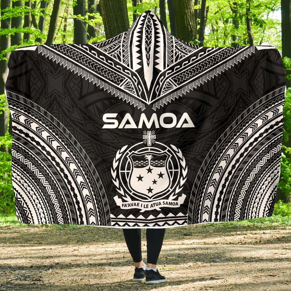 Samoa Polynesian Chief Hooded Blanket - Black Version