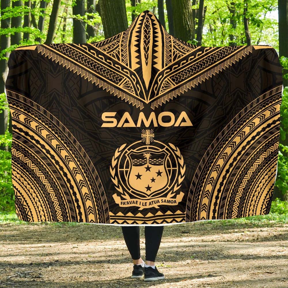 Samoa Polynesian Chief Hooded Blanket - Gold Version