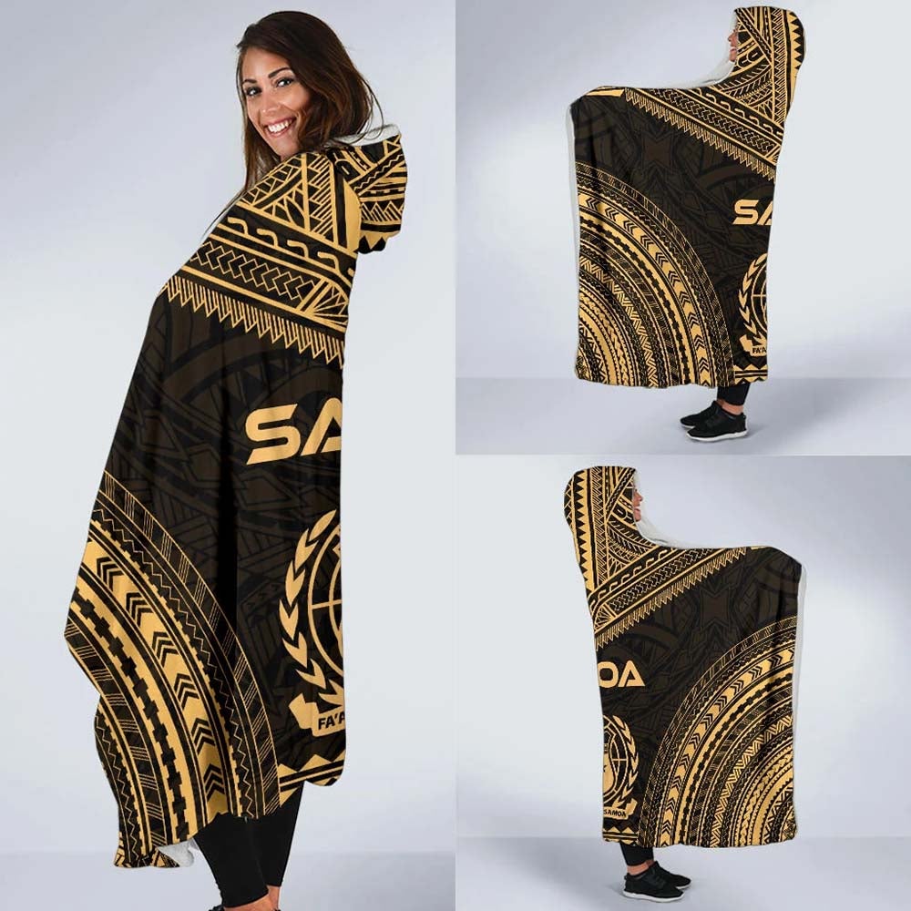 Samoa Polynesian Chief Hooded Blanket - Gold Version