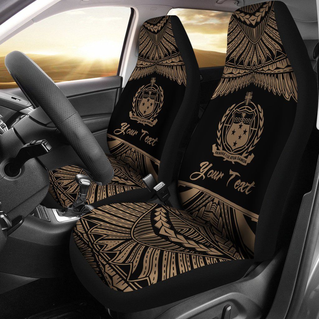 Samoa Polynesian Custom Personalised Peisonalised Car Seat Covers - Pride Gold Version