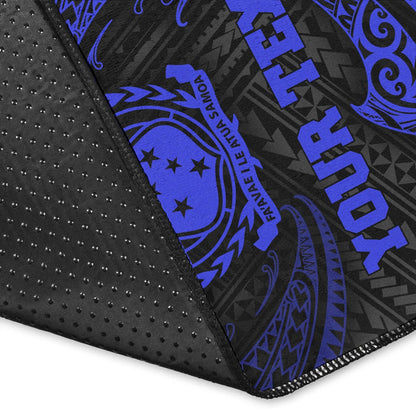 Samoa Polynesian Custom Personalised Area Rug - Blue Tribal Wave