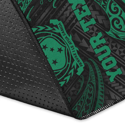 Samoa Polynesian Custom Personalised Area Rug - Green Tribal Wave