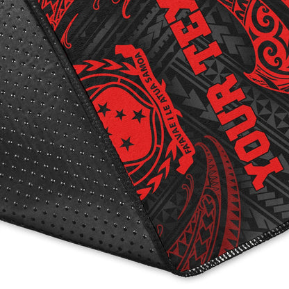 Samoa Polynesian Custom Personalised Area Rug - Red Tribal Wave
