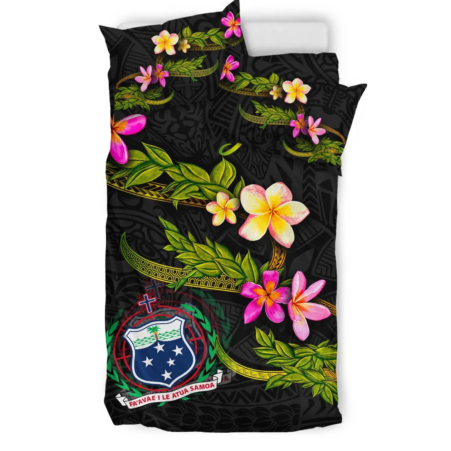 Samoa Polynesian Custom Personalised Bedding Set - Plumeria Tribal
