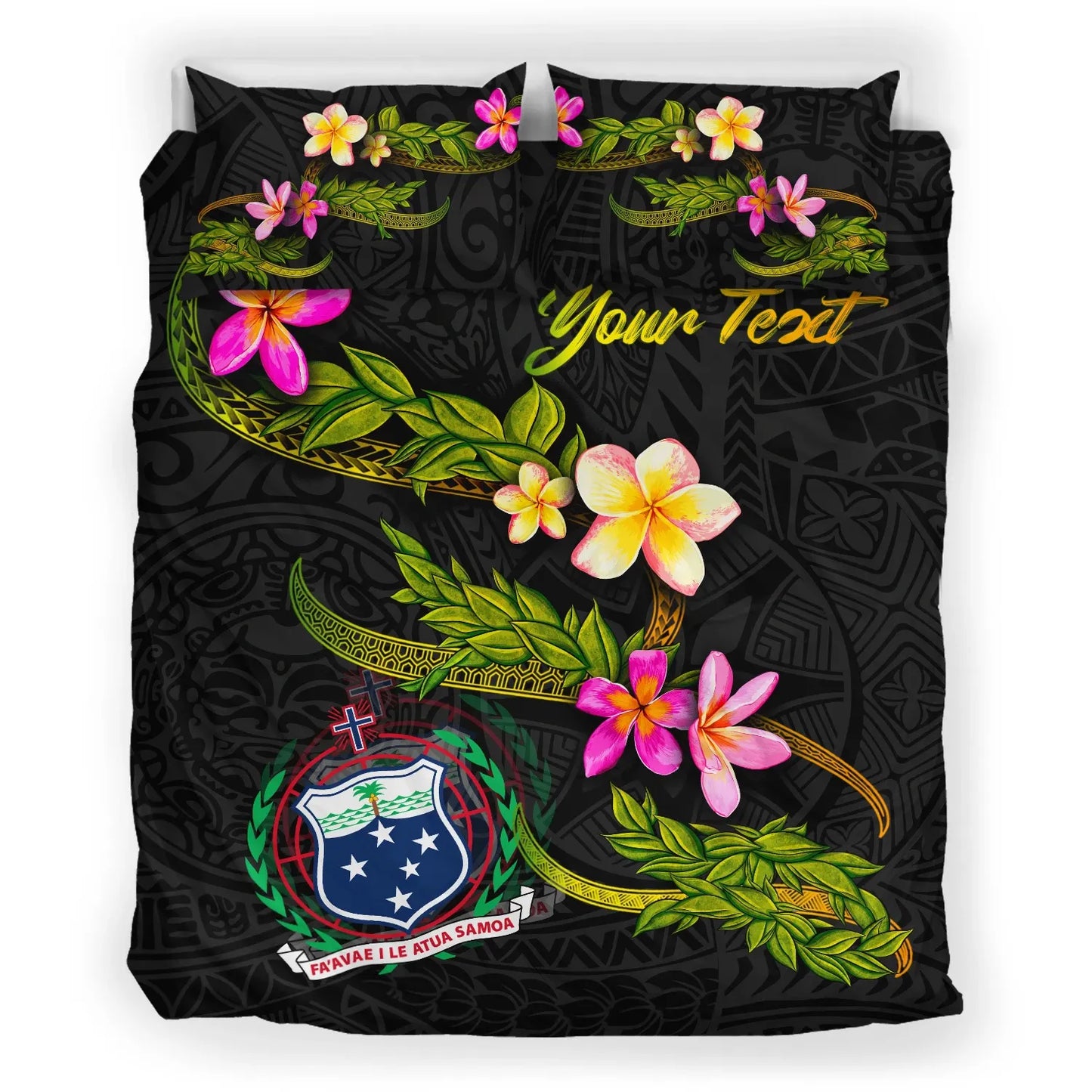 Samoa Polynesian Custom Personalised Bedding Set - Plumeria Tribal