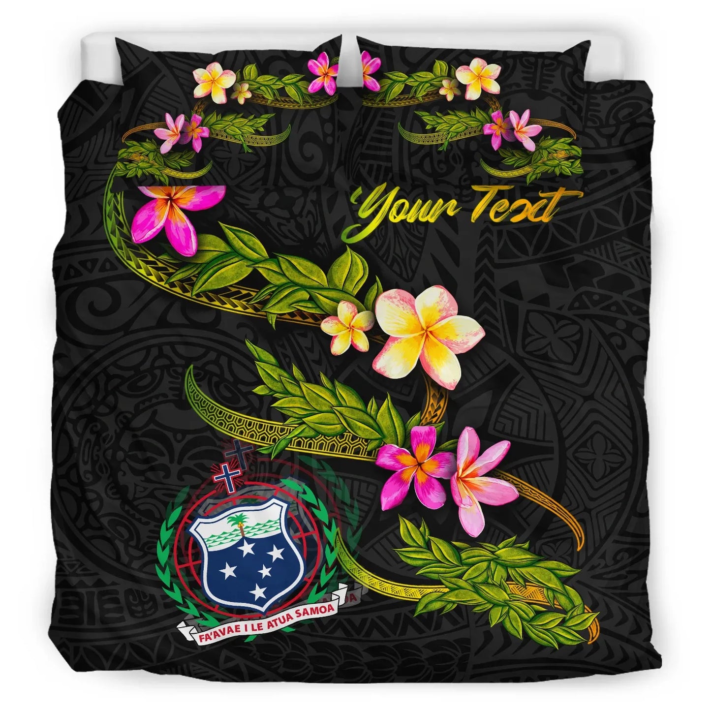 Samoa Polynesian Custom Personalised Bedding Set - Plumeria Tribal