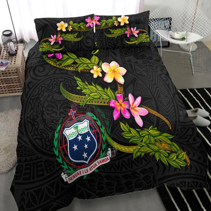Samoa Polynesian Custom Personalised Bedding Set - Plumeria Tribal