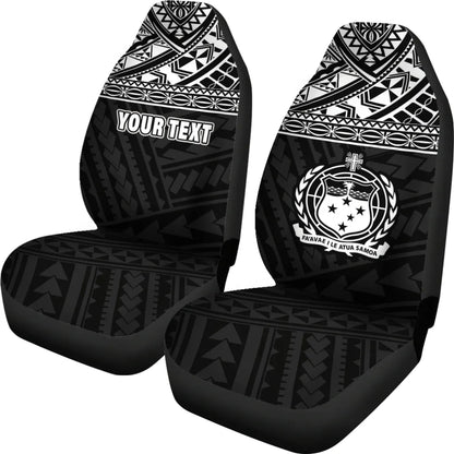 Samoa Custom Personalised Car Seat Covers - Samoa White Coat Of Arms Polynesian Tattoo