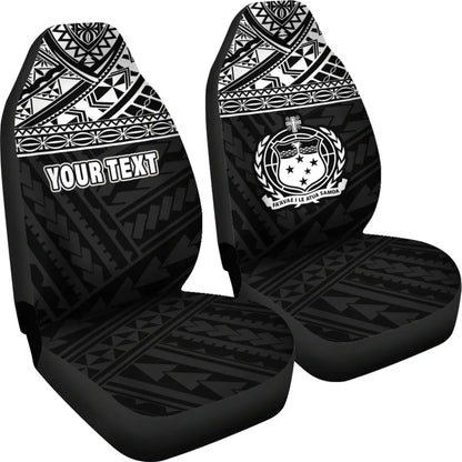 Samoa Custom Personalised Car Seat Covers - Samoa White Coat Of Arms Polynesian Tattoo