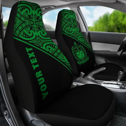 Samoa Custom Personalised Car Seat Covers - Samoa Coat Of Arms Polynesian Green Curve