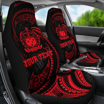 Samoa Polynesian Custom Personalised Car Seat Covers - Red Tribal Wave
