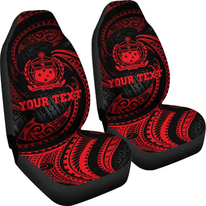 Samoa Polynesian Custom Personalised Car Seat Covers - Red Tribal Wave