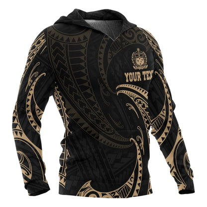 Samoa Polynesian Custom Personalised Hoodie - Gold Tribal Wave