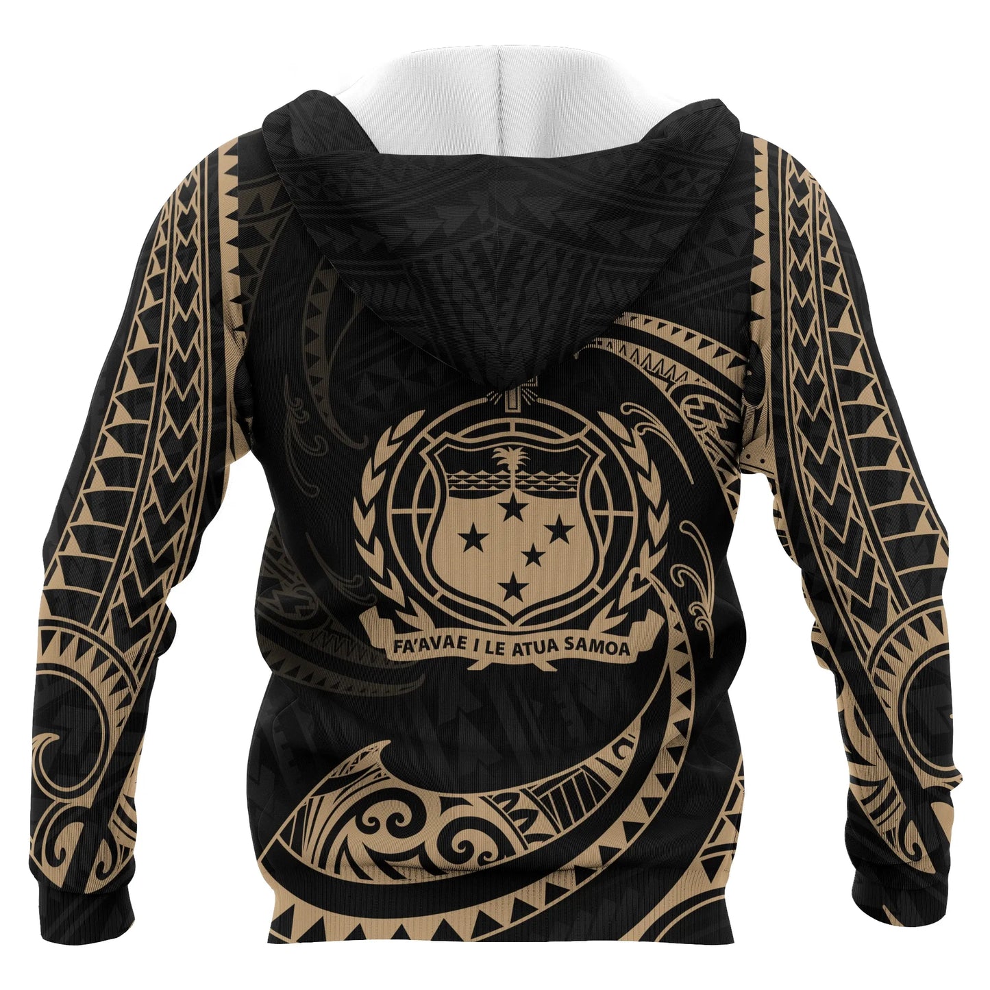 Samoa Polynesian Custom Personalised Hoodie - Gold Tribal Wave