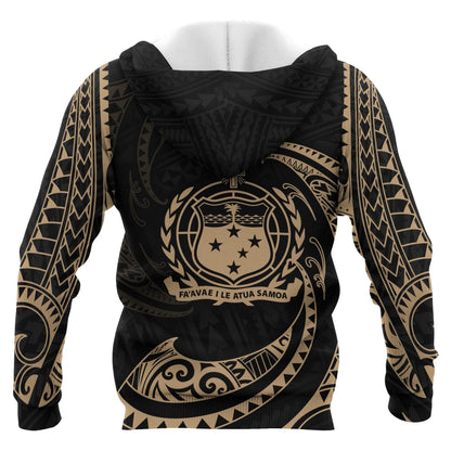 Samoa Polynesian Custom Personalised Hoodie - Gold Tribal Wave