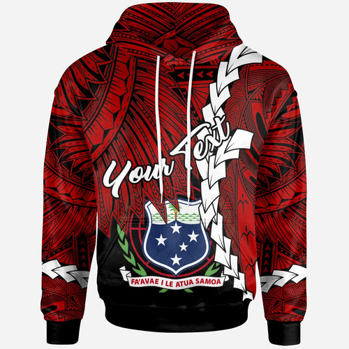 Samoa Polynesian Custom Personalised Hoodie - Tribal Wave Tattoo Flag Color