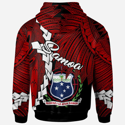Samoa Polynesian Custom Personalised Hoodie - Tribal Wave Tattoo Flag Color