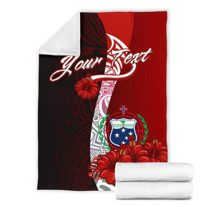 Samoa Polynesian Custom Personalised Premium Blanket - Coat Of Arm With Hibiscus