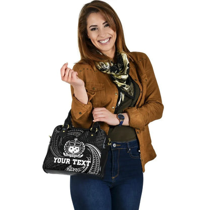Samoa Polynesian Custom Personalised Shoulder Handbag - White Tribal Wave
