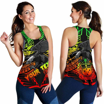 Samoa Polynesian Custom Personalised Women Racerback Tank - Eagle Tribal Pattern Reggae