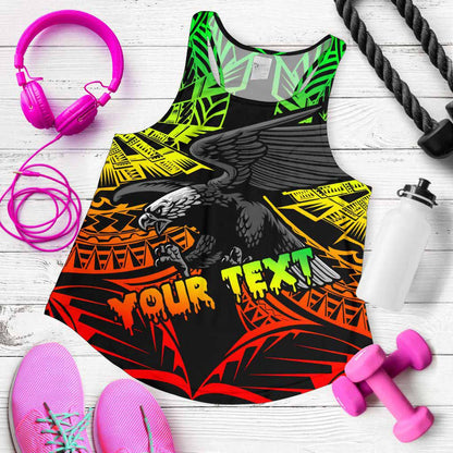 Samoa Polynesian Custom Personalised Women Racerback Tank - Eagle Tribal Pattern Reggae