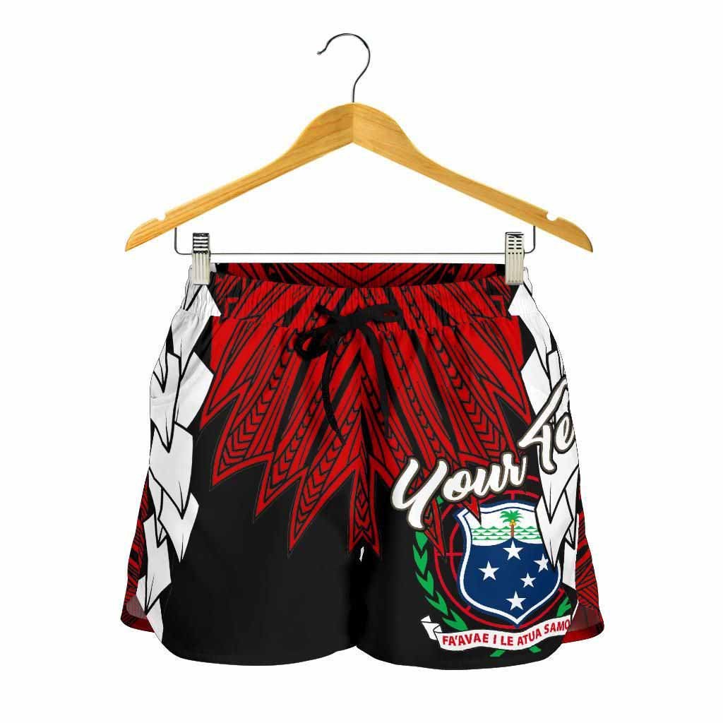 Samoa Polynesian Custom Personalised Women Shorts - Tribal Wave Tattoo Flag Color