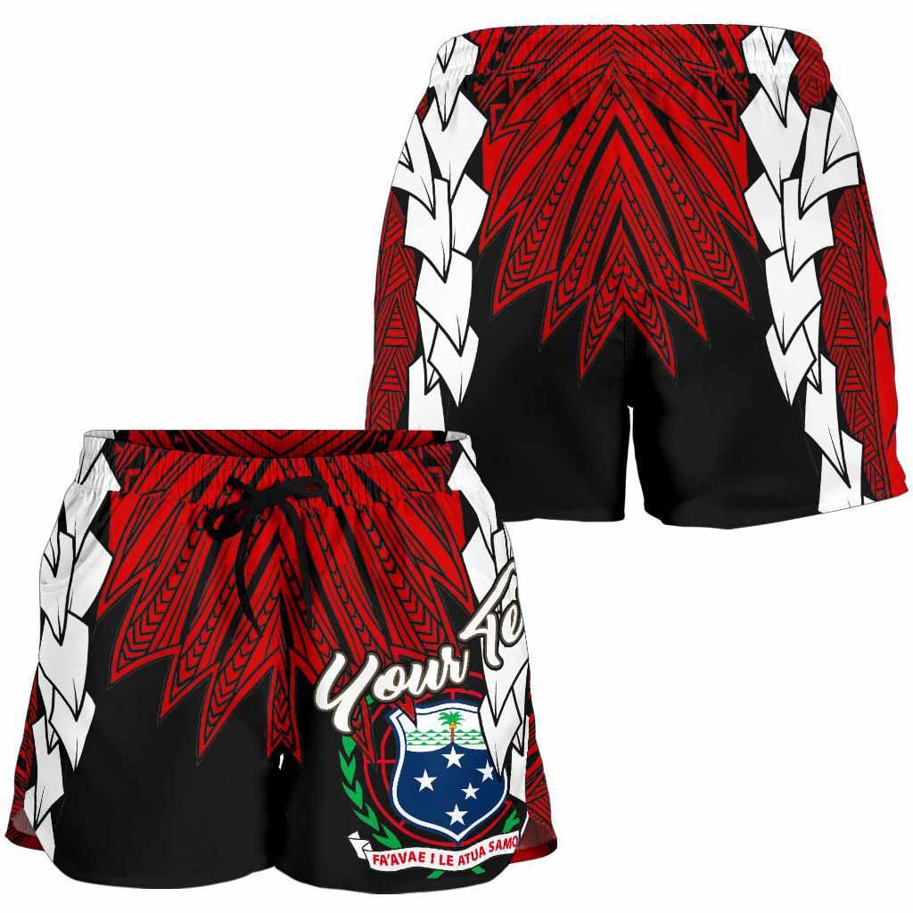 Samoa Polynesian Custom Personalised Women Shorts - Tribal Wave Tattoo Flag Color