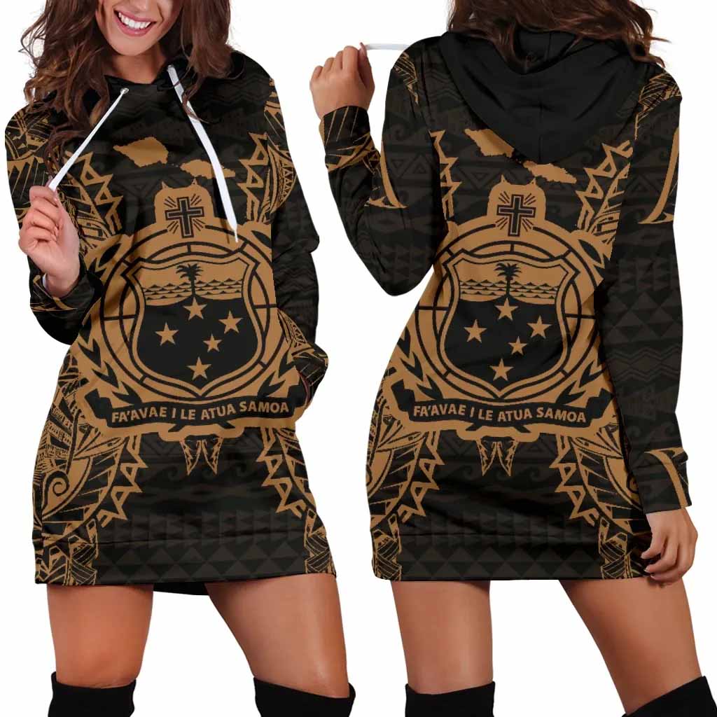 Samoa Polynesian Hoodie Dress Map Gold