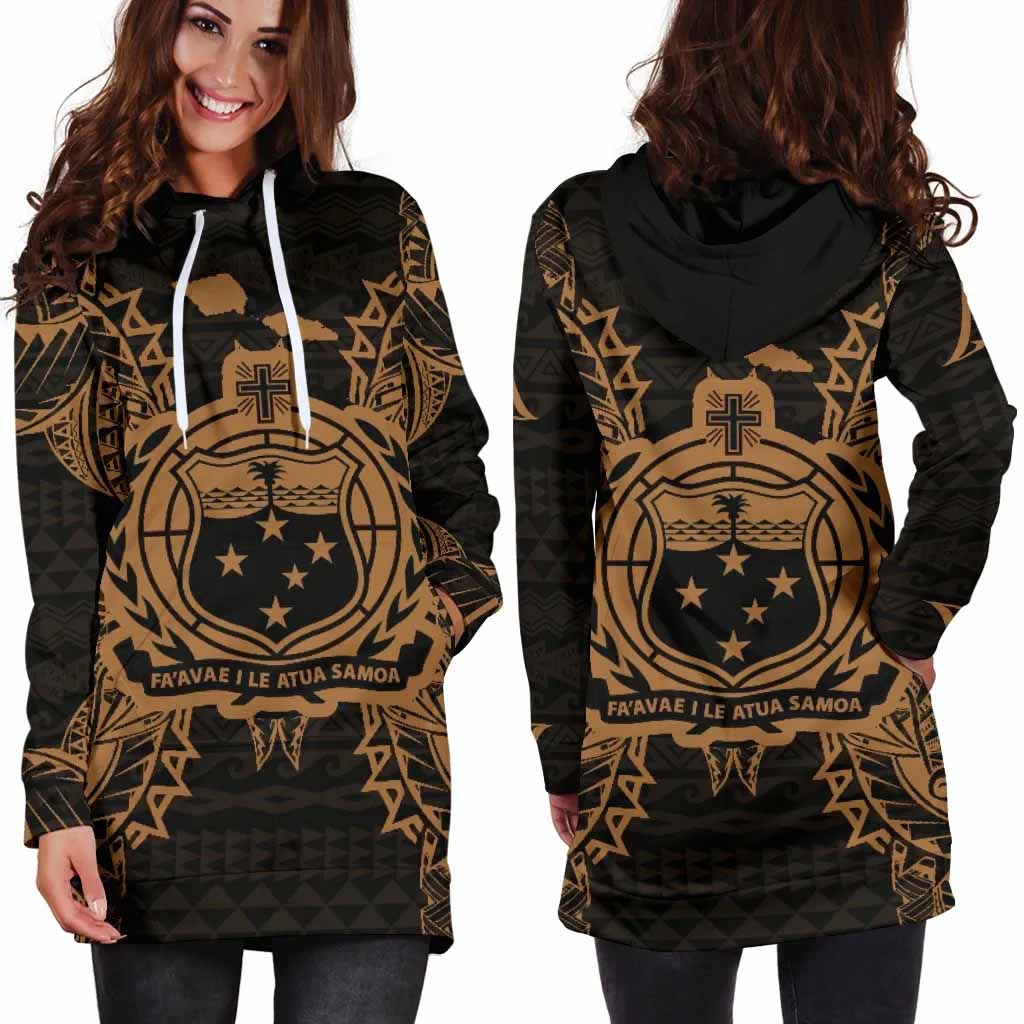 Samoa Polynesian Hoodie Dress Map Gold