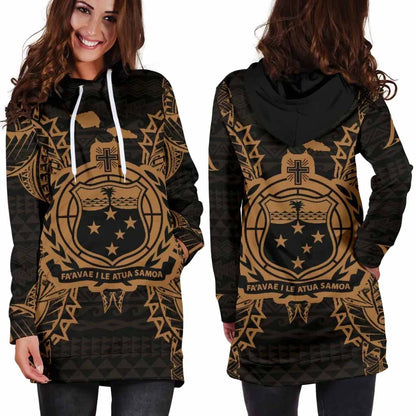 Samoa Polynesian Hoodie Dress Map Gold
