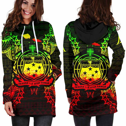 Samoa Polynesian Hoodie Dress Map Reggae