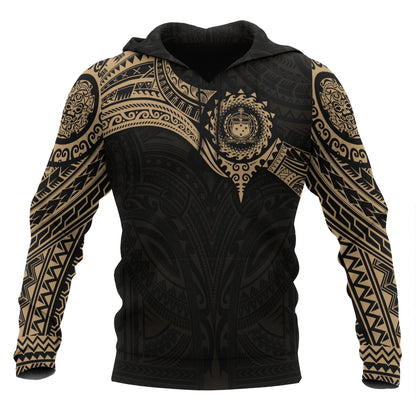 Samoa Polynesian Hoodie - Gold Heart Shield