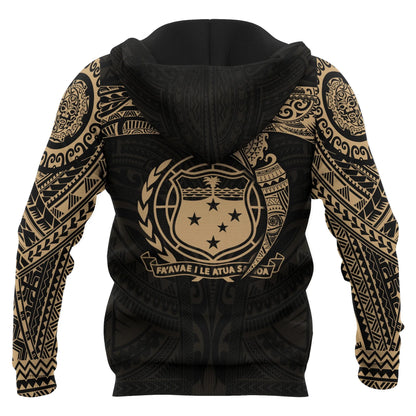 Samoa Polynesian Hoodie - Gold Heart Shield
